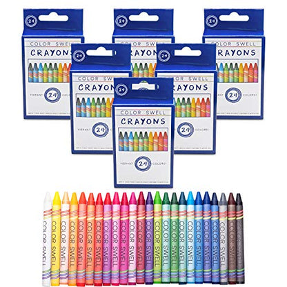 Color Swell Bulk Crayons, 6 Packs, 24 Colors Per Pack (144 Total) - size: 6 Pack | 144 Crayons