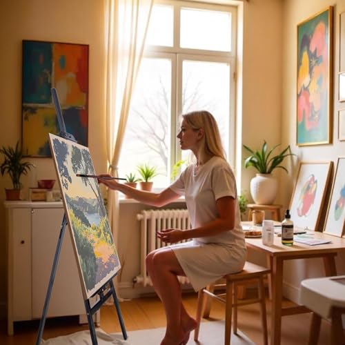 Adjustable Wooden Easel Stand for Painting&Display, Black | Folding Art Easel for Display, Drawing, Wedding Sign and Poster, Suitable for Kids and Adults, Holds Up to 42" - style: Black -1 Pack
