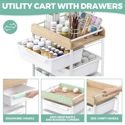 SYKIARIOL Utility Cart with Drawers,Craft Cart with 5 Drawers,White - color: White, size: 5-Drawer