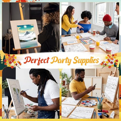 Sherr 285 Pcs 30 Sets Sip and Paint Kit for Adults,Scenery | Pre Drawn Canvas to Paint for Adults, Acrylic Paints, Brushes, Easels, Date Night, Birthday Party Gifts - style: Beautiful Scenery