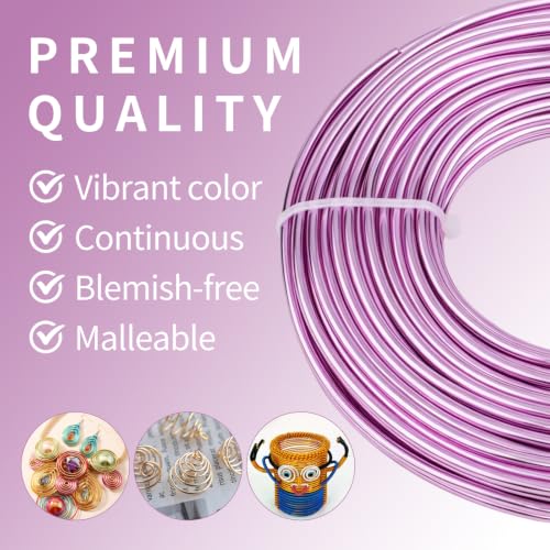 9 Gauge Aluminum Craft Wire, 52.5FT Bendable Armature Wire for Sculpting, Jewelry Making, DIY Crafting, Doll Making, Modelling, Bonsai Training(Pink Purple) - color: Pink Purple