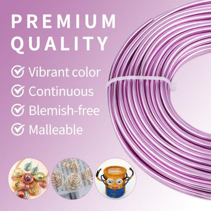 9 Gauge Aluminum Craft Wire, 52.5FT Bendable Armature Wire for Sculpting, Jewelry Making, DIY Crafting, Doll Making, Modelling, Bonsai Training(Pink Purple) - color: Pink Purple