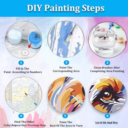 Artunion Framed Paint by Numbers Kit for Adults Beginners & Kids Ages 8-12,Schnauzer Paint by Number with Frame,Dog Animal Paint by Numbers Kit on Canvas 10 * 10 Inch Without Easel - color: ZXT-379-F