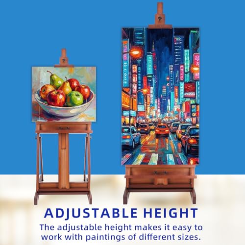 Falling in Art Large H-Frame Studio Easel for Painting, Walnut - style: Walnut