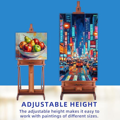 Falling in Art Large H-Frame Studio Easel for Painting, Walnut - style: Walnut