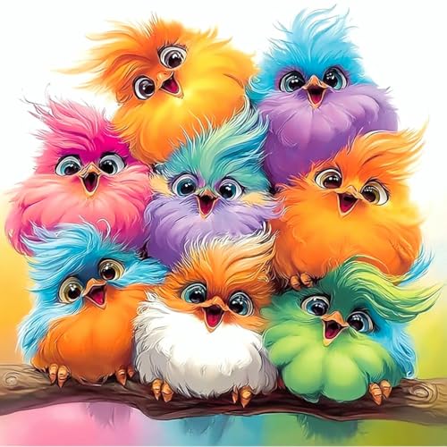 Reofrey DIY Diamond Art Kits for Adults Colorful Bird, Full Drill Round Rhinestone Diamond Painting Kits for Adults, Cross Stitch Embroidery Canvas for Crafts Home Wall Decor 12x16 inch/ 30x40cm - color: Colorful Bird