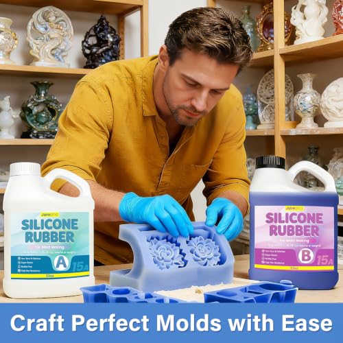 66OZ Liquid Silicone Mold Making Kit for Resin & Soap - 15A Blue | High Strength Platinum Cure Rubber, Bubble Free Liquid Silicone for Resin, Wax, Concrete and Soap Casting