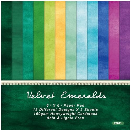 Colorful Scrapbook Paper Pad,6x6 Multi Color Single-Sided Colored Paper for Scrapbooking Bullet Journals Planners Aesthetic Room Wall Album Art Journaling - color: Velvet Emeralds