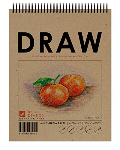 Design Ideation Drawing Book. Spiral Bound Multi-Media Drawing Book for Pencil, Ink, Marker, Charcoal and Watercolor Paints. Great for Art, Design and Education. (8.5" x 11") (2 Books) - size: 2 Books