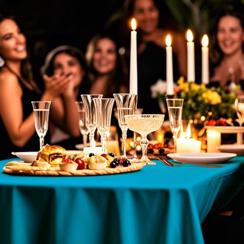 54IN X 160FT Plastic Table Cover Roll with Cutter Box, Cut to Size Plastic Table Cloths for Parties, Birthday, (Turquoise, Rectangular) - color: Turquoise, size: 1920" x 54" (Rectangular)