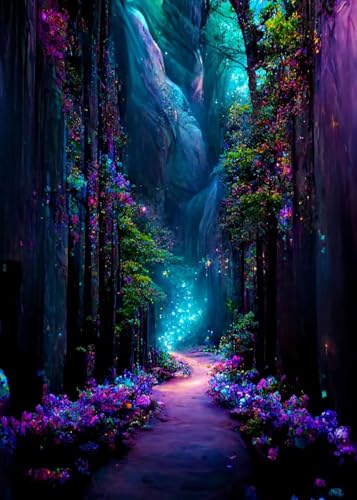 KINPLUB Landscape 5D Diamond Painting Kits for Adults, Tree Cross Diamond Art Kits for Beginners, DIY Full Round Drill Paint by Diamonds, Home Wall Decor 12 x 16 Inch - color: Forest Path