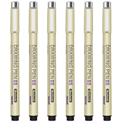 Muchcute 05 Fine Point Writing Pens: 6 Black 0.45mm Smooth No Bleed Bible - color: 6 Fine Point 05(0.45mm)