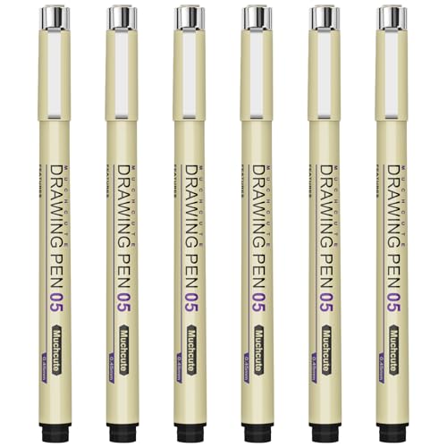 Muchcute 05 Fine Point Writing Pens: 6 Black 0.45mm Smooth No Bleed Bible - color: 6 Fine Point 05(0.45mm)