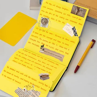 Small Premium Yellow Art Sketchbook,5.7 x 3.54 inches Mixed Media Notebook,34 Sheets 120 GSM Acid-Free Folding Drawing Papers, Hardcover Pocket Journal Sketchbook for All Artists - color: 120gsm-folding paper yellow