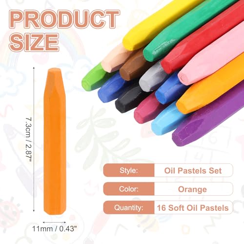 MECCANIXITY 16PCS Oil Pastels Set, Soft Oil Colored Drawing Pastels Chalk Vibrant Color for Artists Art Supplies for Beginners Teachers, Orange - color: Orange