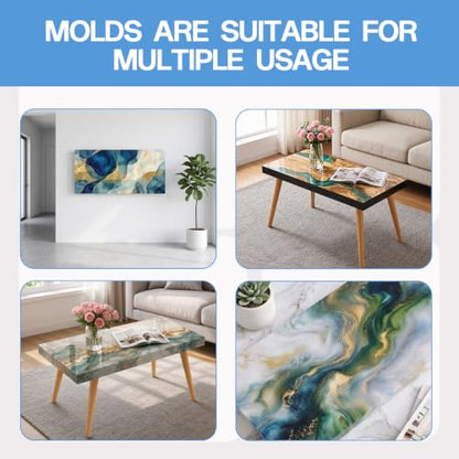 23in Epoxy Resin Mold Large Silicone Molds for Resin Reusable Tray | Rectangular Silicone Resin Casting Mold for River Tables, Coffee Tables and Cutting Boards, Ideal for DIY Craft & Home Decor