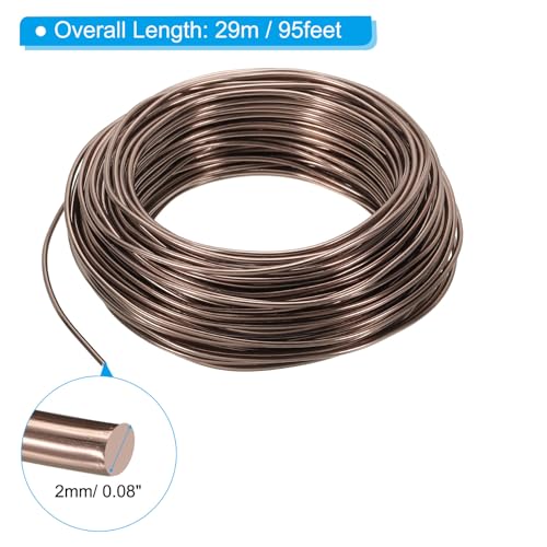 PATIKIL Bonsai Training Wire 2mm x 95ft Anodized Aluminum Brown - color: Brown, size: 2 mm x 29 m