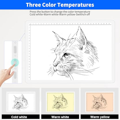 Elice Rechargeable A4 Light Pad with Carry Bag, Magnetic LED Light Board with Physical Button, Super Bright Diamond Art Light Pad, Ultra-Thin Light Box for Tracing, Weeding, Diamond Painting -White - color: White, size: A4 with Carry Bag