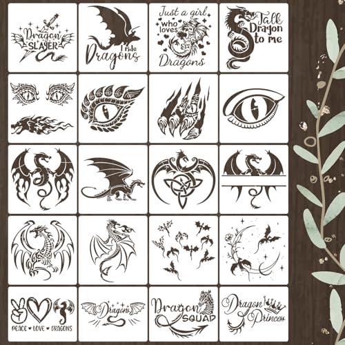 Dragon Stencils for Crafts 6” Reusable Dragon Stencil Templates for Painting on Wood T-Shirts Canvas - style: Dragon