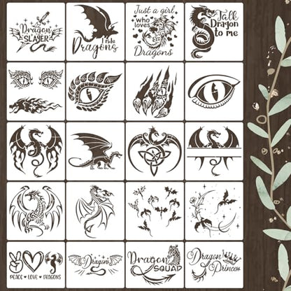Dragon Stencils for Crafts 6” Reusable Dragon Stencil Templates for Painting on Wood T-Shirts Canvas - style: Dragon