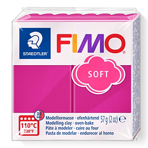 Staedtler FIMO Soft Polymer Clay - -Oven Bake Clay for Jewelry, Sculpting, Crafting, Raspberry 8020-22 - color: raspberry, size: 57 g (Pack of 1)