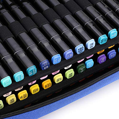 BTSKY Art Marker Carrying Case Lipstick Organizer-60 Slots Canvas Zippered - color: Blue