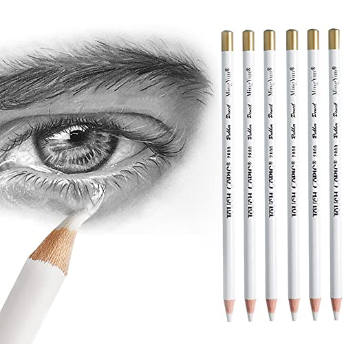 leuapl 6PCS Artist Eraser Pencils Wooden Sketch Highlight Painting Erasing Pen Student Limner