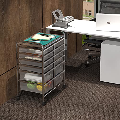 Simple Houseware 12 Drawers Rolling Utility Cart Organizer, Chrome - color: Chrome, size: 12 Drawers