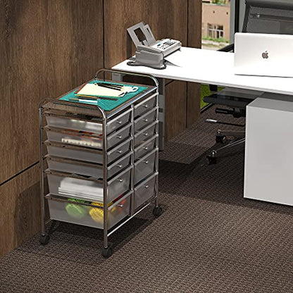 Simple Houseware 12 Drawers Rolling Utility Cart Organizer, Chrome - color: Chrome, size: 12 Drawers