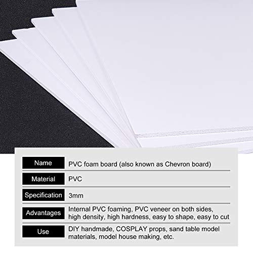 BENECREAT 5 Sheets 3mm White Foam Boards 11.8x7.8inch Rectangle Foam PVC Sheet Poster Board Mount Board for Mounting, Crafts, Modelling, Art, Display, School Projects - size: 30cmx20cmx3mm