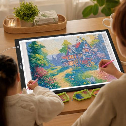 A2 Premium LED Light Board for Diamond Art Painting & Tracing, USB-Powered with 3 Brightness Levels, Upgrade Eye-Protection Design for Vinyl Weeding, Sketching with Clips - No Mesh No Dot - size: A2 (Premium)