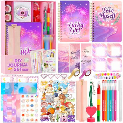DIY Journal Kit for Girls Teen Tween Girl Gifts Trendy Stuff, Scrapbook Supplies Stationery Set, Stocking Stuffers, Art Crafts Kit - Ideal Gifts for 8 9 10 11 12 13 14 Year Old Girl