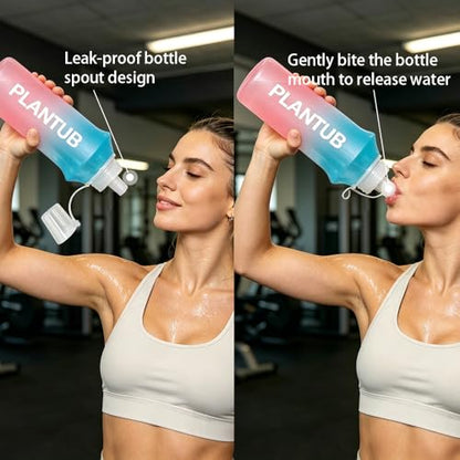 Soft Foldable Water Bottle, TPU, Collapsible Flask for Outdoor Sports, Hiking, Cycling, Running, Without stand up ability, Gradient Blue and Pink - color: yellow red