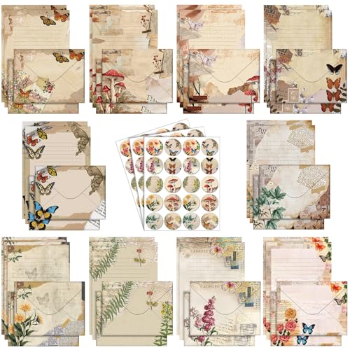 TaoBary 160 Pcs Nature Vintage Stationery Paper and Envelopes Set - size: 5.5 x 8.25 Inch, style: Nature Vintage Style