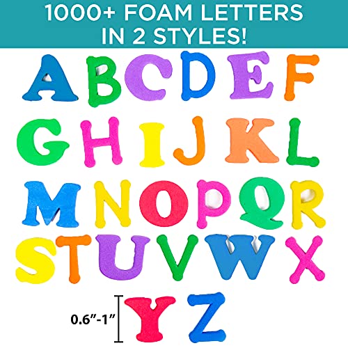 Horizon Group USA Adhesive Foam Alphabet Letters - 1000+ Sticker Letters, 7 Fonts, Capital & Lowercase, Multicolor - style: Foam Alphabet Letters