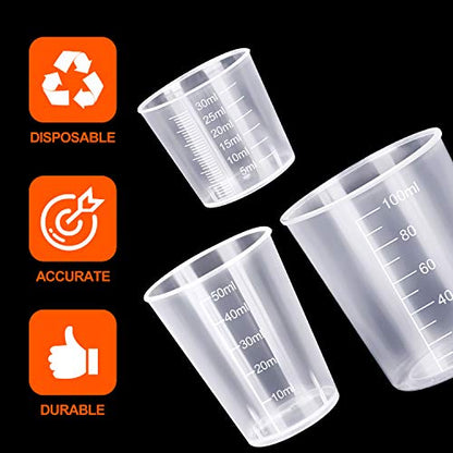 50 Pcs Plastic Measuring Cups, Resin Mixing Cups, Epoxy Mixing Cups