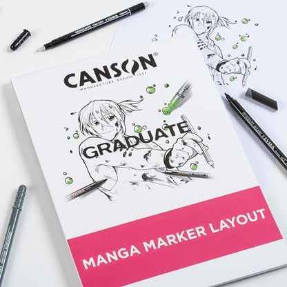 Canson Graduate Manga Marker Pad, Foldover, 9x12 inches, 50 Sheets - Artist Paper for Illustration, Comic, Character, Cartoon