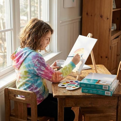 5 Pack 8x10 Canvas Boards with Easels for Painting, Sip and Paint Party Kit | Includes 10 primed canvas panels & 10 pine easels. Acrylic, oil & watercolor kit for adults,ideal for party & group painting