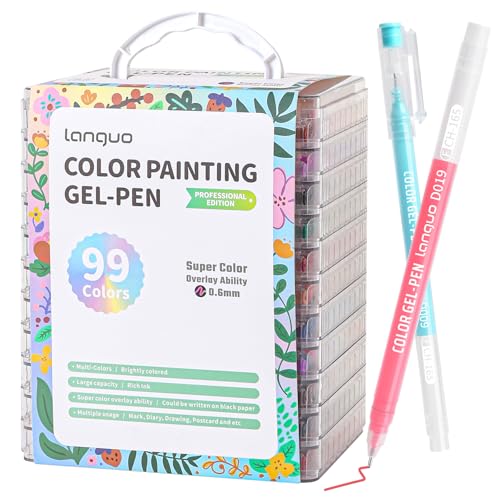 Gel Pens For Coloring,99 Pack Colored Pen for Black&White Paper,0.6MM Point - color: 99PCS-Gift Box-11 stackable layers