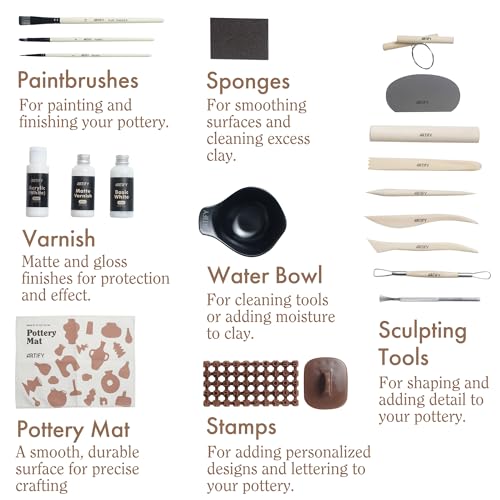 ARTIFY Air Dry Clay Kit for Adults, DIY Pottery Craft Airdry Tool Kit at Home, Art Hobby Clay Sculpting Modeling Making, Date Night Couples Family Beginners Valentines Day Gifts
