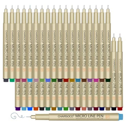 01 Micro Pen, Fine Point Pen with 36 Colors, Waterproof Archival Ink, 0.25mm Fineliner Ink Pens for Artist Illustration, Sketching, Anime, Manga, Technical Drawing and Scrapbooking - color: 36 Colors