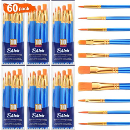 ESRICH 60PCS Paint Brushes, Paint Brush for Acrylic Painting - color: Blue, size: 60