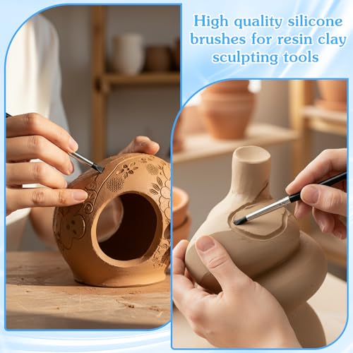10PCS Silicone Clay Tools,Durable Silicone Sculpting Tools | Flexible Clay Carving Tool,Smooth Surface Silicones Clays Sculpting Tool,for Pottery Artwork Shaping Carving DIY,Black