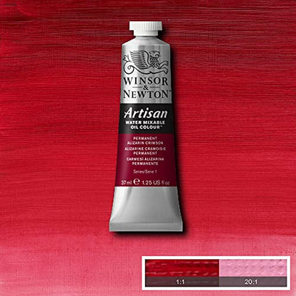 Winsor & Newton Artisan Water Mixable Oil Paint, 37ml, Alizarin Crimson | Clean with water; no solvents needed. Color depth, lightfastness, opacity/transparency are the same as traditional oils. - color: Permanent Alizarin Crimson, style: 1.25-oz