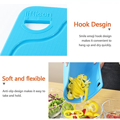 Liflicon Thick Silicone Cutting Boards for Kitchen Silicone Chopping Boards/Mats Set of 2 Extra Large14.6''x10.43'', Mini 9.1”x7.1” Non-slip Deep Drip Juice Groove, Dishwasher Safe-Blue - color: Blue, size: 9.1"L x 7.1"W & 14.6"L x 10.4"W