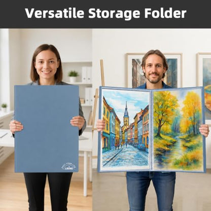 18x24 Blue Art Portfolio Folder Displaying 48 Pages With Plastic Sleeves - color: Blue, size: 18*24