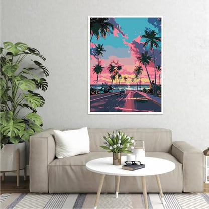 Paint by Numbers Kit for Adults,Sunset Scenery DIY Paint by Number 16x20 In | Paint by Number for Beginner,Adult Paint by Number,HD Color Canvas,DIY Tool Kits,Stress Relief Craft,Great Gift,Without Frame - color: MT6144