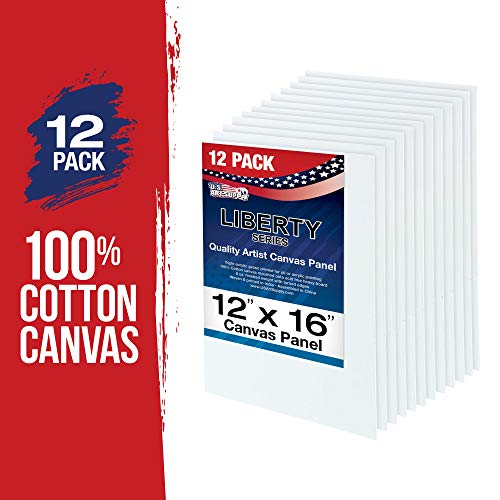 U.S. Art Supply 12 X 16 Inch Art Canvas Board Panels 12 Pack - 8 Ounce Heavyweight Cotton Acid Free Canvases for Painting Acrylics and Watercolor (1 Case of 12 Single Canvas Painting Panels) - size: 12" x 16"