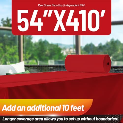 Plastic Table Cloth, 410 Ft X 54 In Disposable Tablecloth Red Tablecloth | PEVA Plastic Table Cloth Disposable with Sliding Cutter Plastic Table Cover Roll for Picnics, Parties, Birthdays, Festivals - color: Red, size: 4920" x 54" (Rectangular)