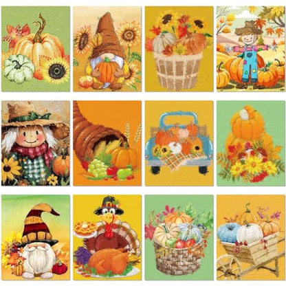 Sherr 12 Pcs Pre Drawn Canvas for Adults,Thanksgiving,8 x 10 Inch - size: 8 x 10 Inch, style: Thanksgiving